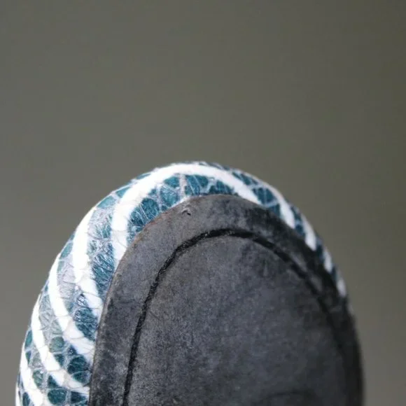 Tory Burch Caroline 2 Striped Ballet Flats Navy White Gold Shoes Size 7.5 H13069 - Picture 9 of 11